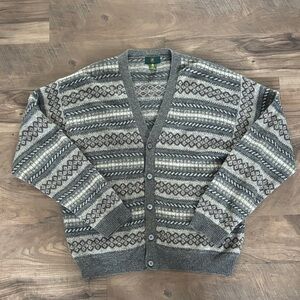 Club Room Gray and Cream Patterned Cardigan